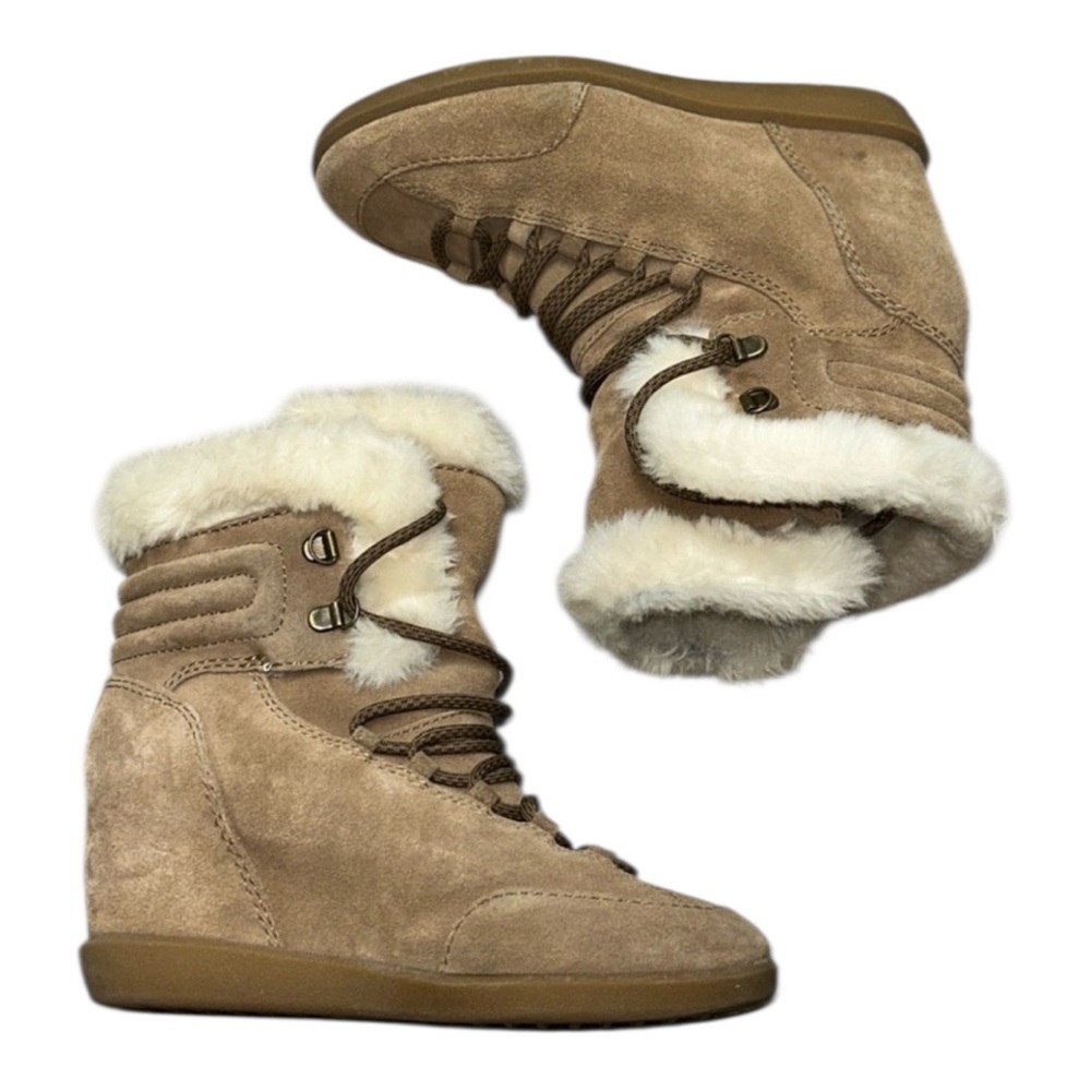 SOLD Nine West Beige Fur-Trimmed Winter Boots